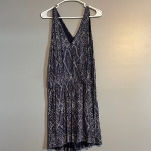 Navy Patterned Sleeveless Romper